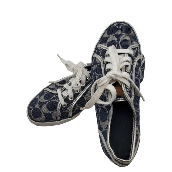 Coach Dee Sneaker Black‎ Signature Logo Lace Up Casual Lace Up Shoes 7.5B - Picture 6 of 9
